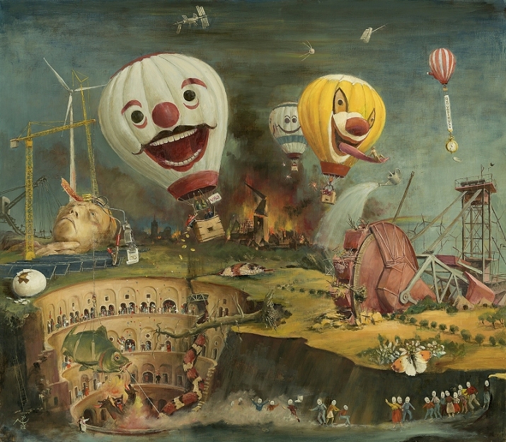 Hinrich Storch: Apokalypse, 2022, Öl/Acryl auf Holz, 80 × 91 cm